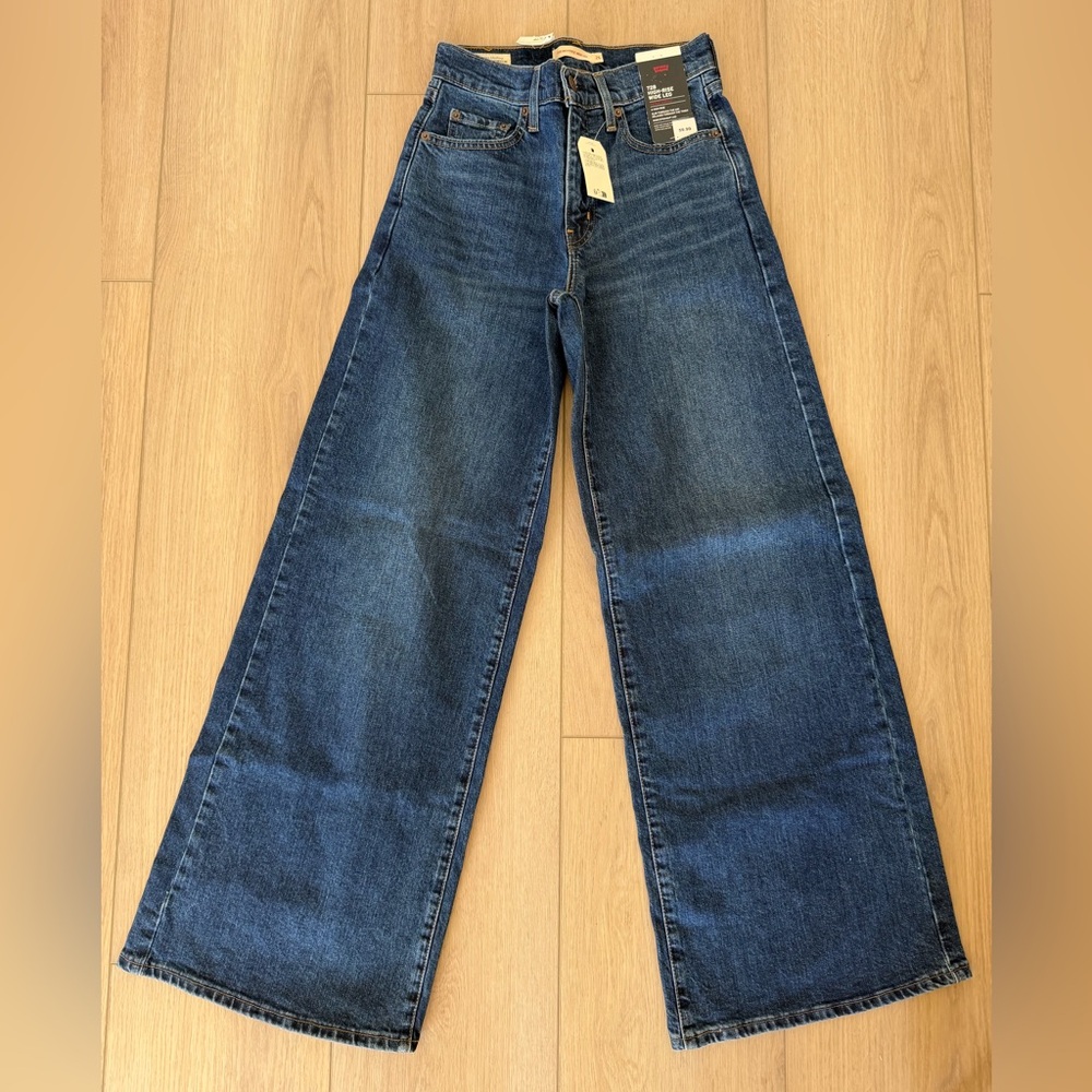 Levi's Women's Wide Leg Jeans in Dark Blue Denim